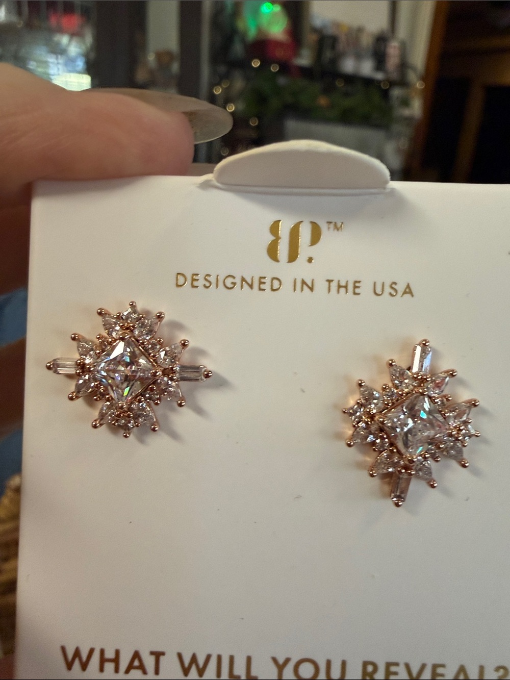 BP. Rose Gold Starburst Crystal Stud Earrings